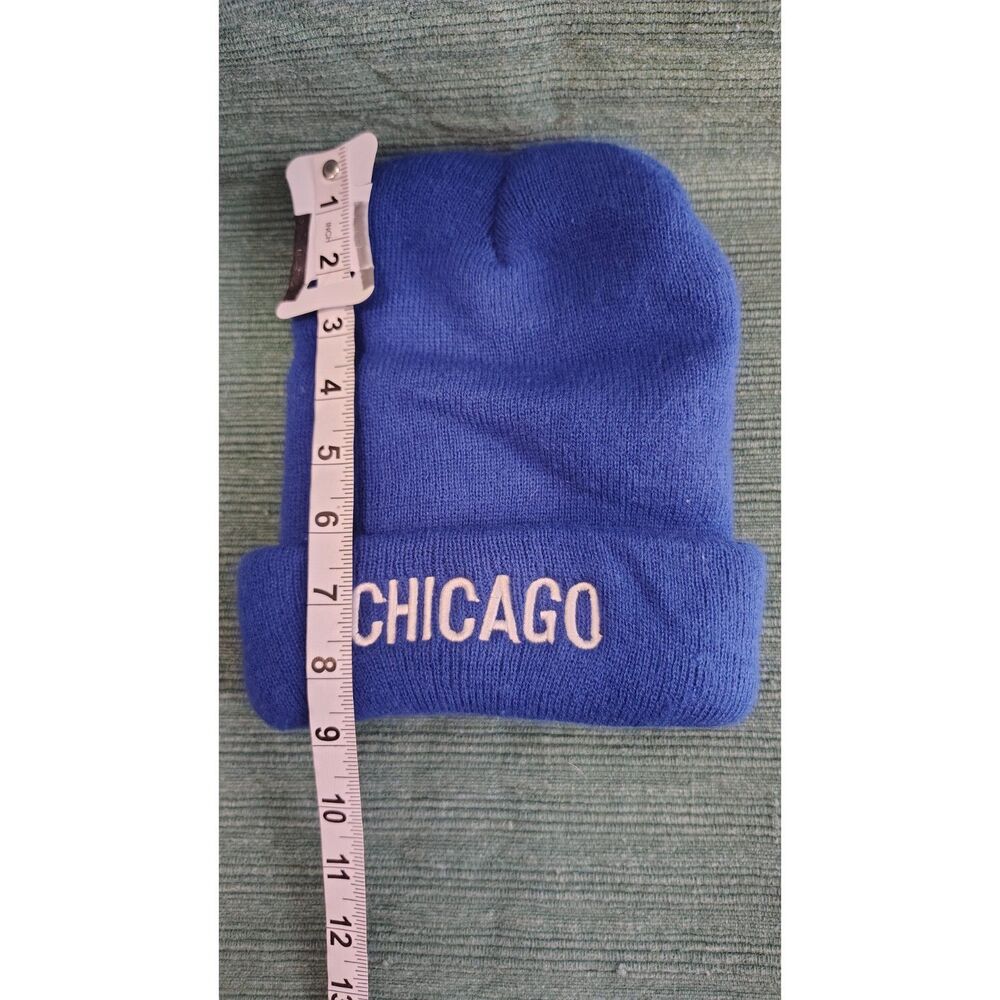 Chicago Royal Blue Cuffed Knit Beanie Hat with White Embroidery - One Size